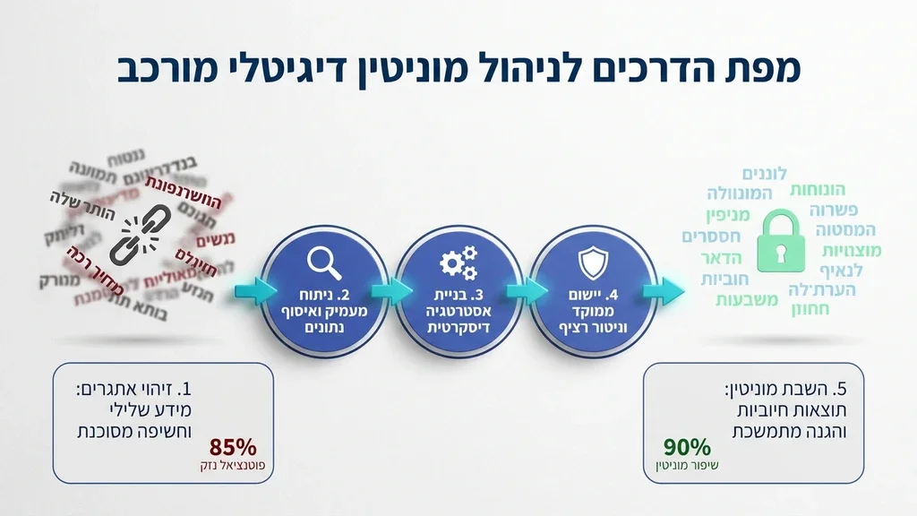 נוצר על ידי מודל בינה מלאכותית Gemini Pro זכוכית מגדלת על גבי מסמכים מטושטשים בשולחן עבודה מקצועי
